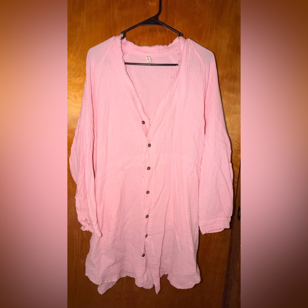 Pink Button-Up Women's Blouse